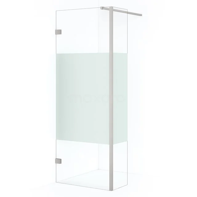 Diamond Walk-in shower | 80 cm Stainless steel Clear with matt strip Fixed wall with side panel IDC0803123BRN