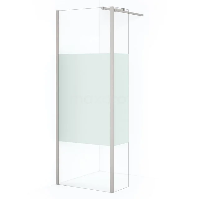Diamond Walk-in shower | 80 cm Stainless steel Clear with matt strip Fixed wall with side panel IDC0803313BRN