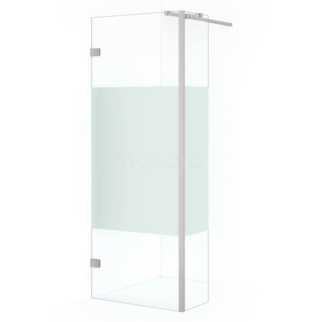 Diamond Walk-in shower | 80 cm Stainless steel Clear with matt strip Fixed wall with side panel IDC0803323BRN
