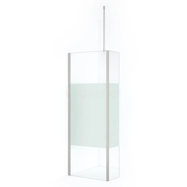 Diamond Walk-in shower | 80 cm Stainless steel Clear with matt strip Fixed wall with side panel IDC0803713BRN