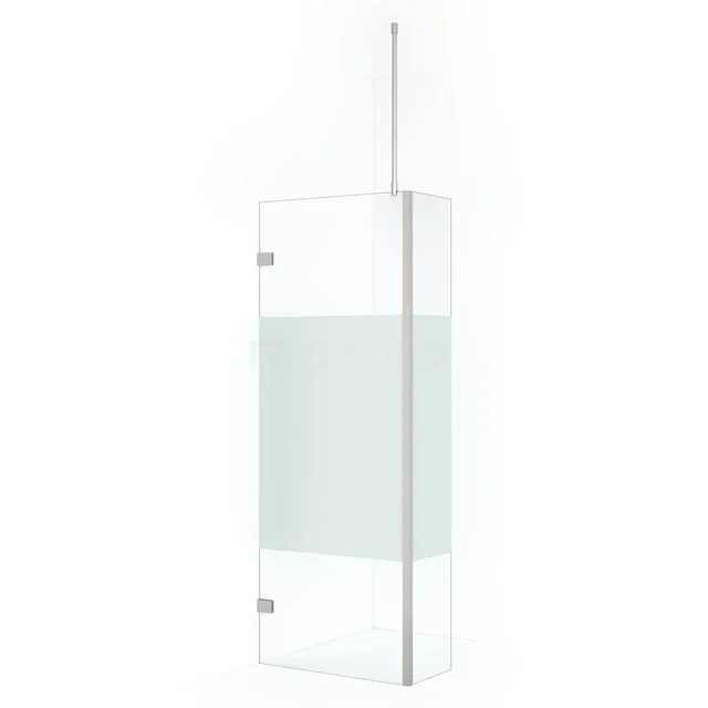 Diamond Walk-in shower | 80 cm Stainless steel Clear with matt strip Fixed wall with side panel IDC0803723BRN
