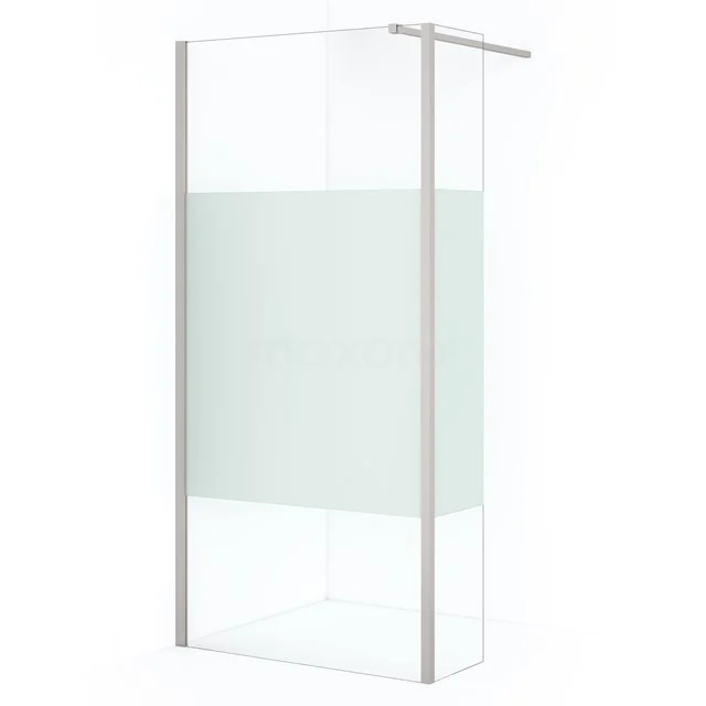 Diamond Walk-in shower | 100 cm Stainless steel Clear with matt strip Fixed wall with side panel IDC1003113BRN