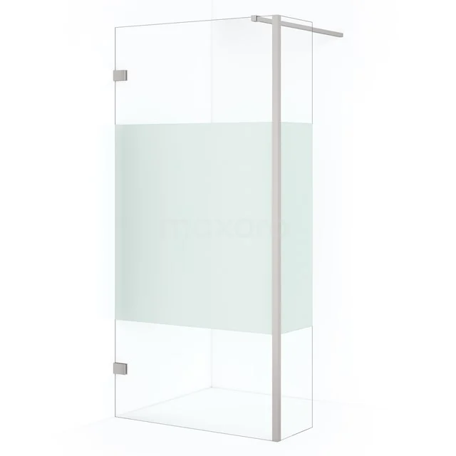 Diamond Walk-in shower | 100 cm Stainless steel Clear with matt strip Fixed wall with side panel IDC1003123BRN