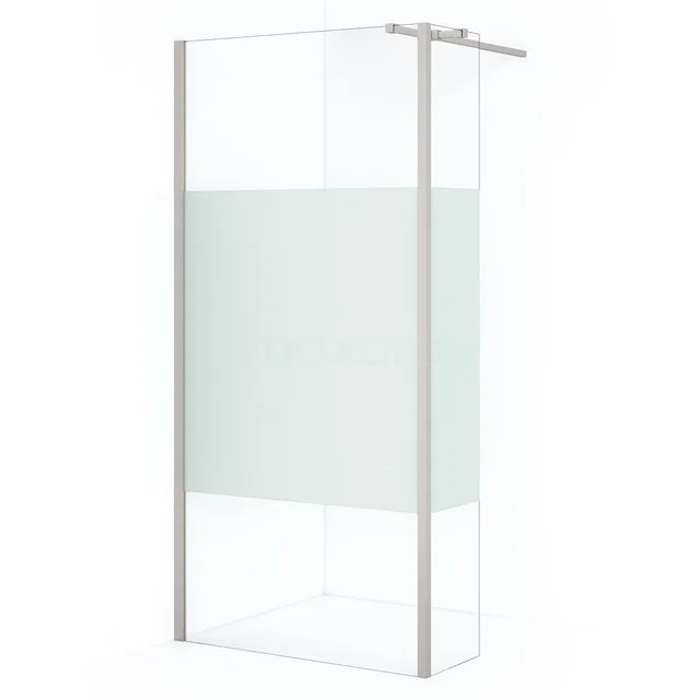 Diamond Walk-in shower | 100 cm Stainless steel Clear with matt strip Fixed wall with side panel IDC1003313BRN