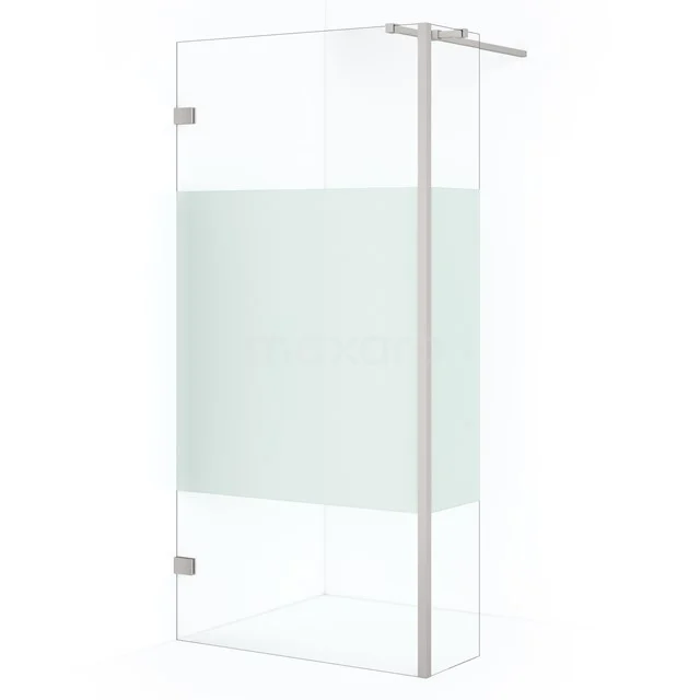 Diamond Walk-in shower | 100 cm Stainless steel Clear with matt strip Fixed wall with side panel IDC1003323BRN