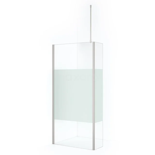 Diamond Walk-in shower | 100 cm Stainless steel Clear with matt strip Fixed wall with side panel IDC1003713BRN