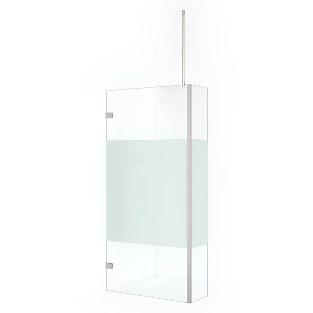 Diamond Walk-in shower | 100 cm Stainless steel Clear with matt strip Fixed wall with side panel IDC1003723BRN