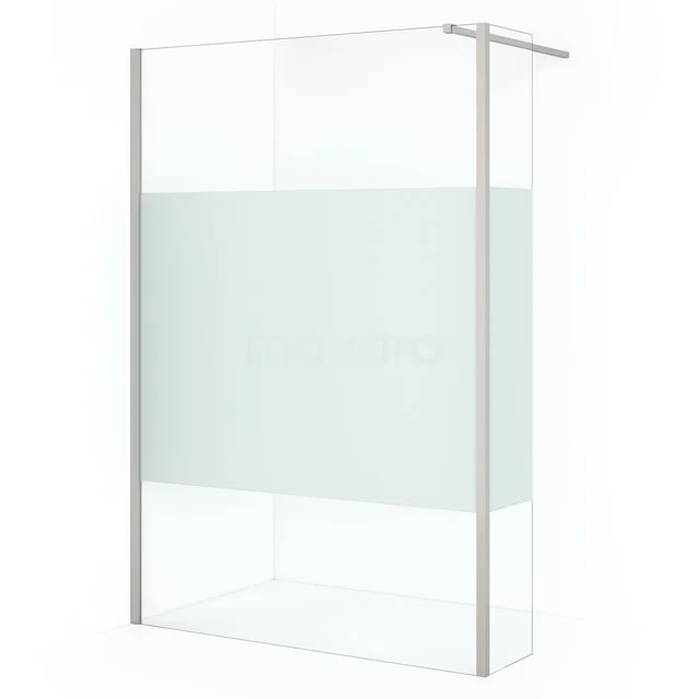 Diamond Walk-in shower | 110 cm Stainless steel Clear with matt strip Fixed wall with side panel IDC1103113BRN