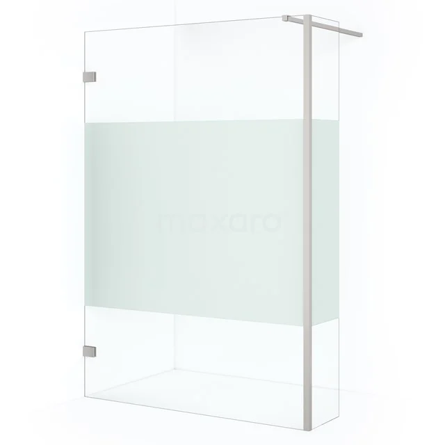 Diamond Walk-in shower | 110 cm Stainless steel Clear with matt strip Fixed wall with side panel IDC1103123BRN