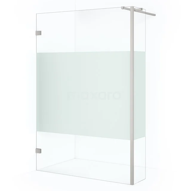 Diamond Walk-in shower | 120 cm Stainless steel Clear with matt strip Fixed wall with side panel IDC1203323BRN