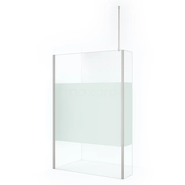 Diamond Walk-in shower | 110 cm Stainless steel Clear with matt strip Fixed wall with side panel IDC1103713BRN