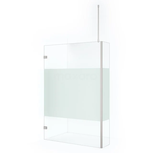 Diamond Walk-in shower | 120 cm Stainless steel Clear with matt strip Fixed wall with side panel IDC1203723BRN