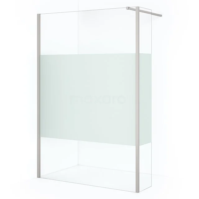 Diamond Walk-in shower | 140 cm Stainless steel Clear with matt strip Fixed wall with side panel IDC1403113BRN
