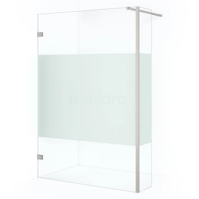 Diamond Walk-in shower | 140 cm Stainless steel Clear with matt strip Fixed wall with side panel IDC1403123BRN