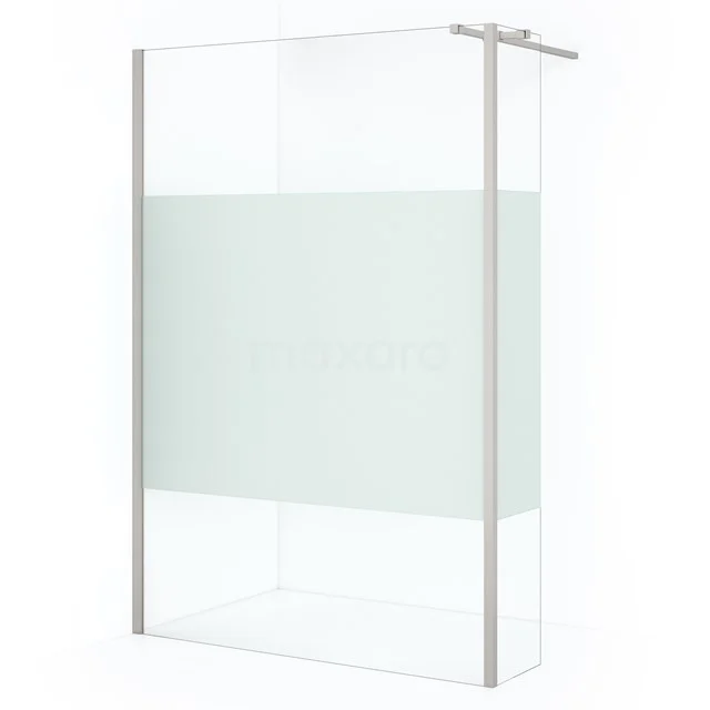 Diamond Walk-in shower | 140 cm Stainless steel Clear with matt strip Fixed wall with side panel IDC1403313BRN