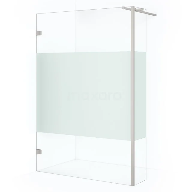 Diamond Walk-in shower | 140 cm Stainless steel Clear with matt strip Fixed wall with side panel IDC1403323BRN