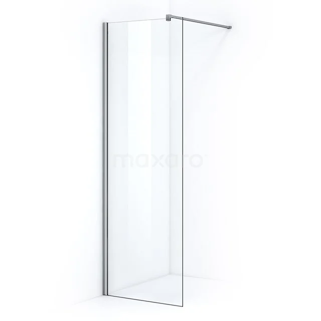 Walk-in shower enclosure made of clear glass with aluminium profile, modern design, ideal for stylish bathroom decor.