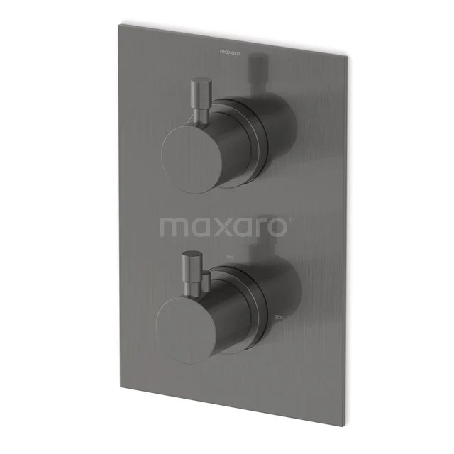 Radius Einbau Badewannenarmatur mit Regendusche | Schwarzes Metall Thermostatisch DIM55-00113