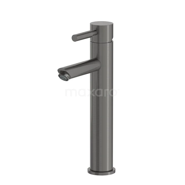 Hoge Wastafelkraan Radius Black Steel, Eéngreeps Mengkraan, Zwart Metaal 55.003.521ZMN