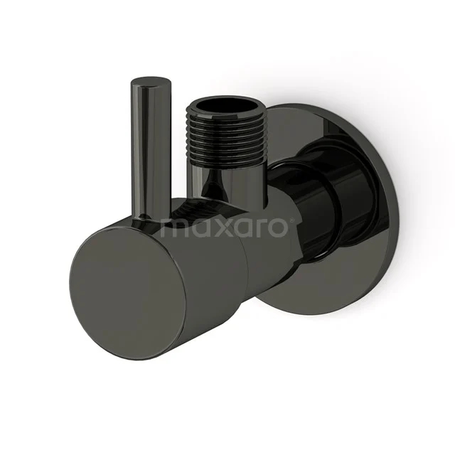 Hoekstopkraan Radius Black Chrome, Wandmontage, Zwart Chroom 99.300.004BC