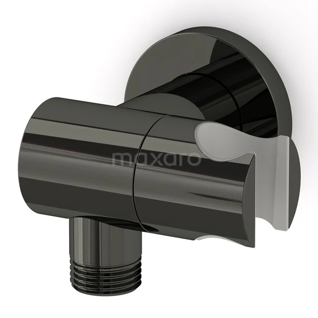 Handbrausehalter Radius Schwarz Chrom, Wandmontage, verstellbar, Schwarz Chrom 55.156.800BCN