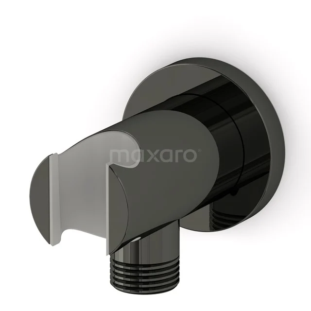 Handbrausehalter Radius Schwarz Chrom, Wandmontage, Schwarz Chrom 55.156.200BC