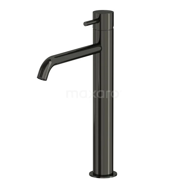 Hoge Wastafelkraan Radius Black Chrome, Eéngreeps Mengkraan, Verlengde Uitloop, Zwart Chroom 55.003.591BC