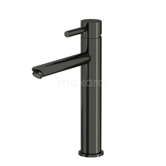 Hoge Wastafelkraan Radius Black Chrome, Eéngreeps Mengkraan, Verlengde Uitloop, Zwart Chroom 55.003.541BC