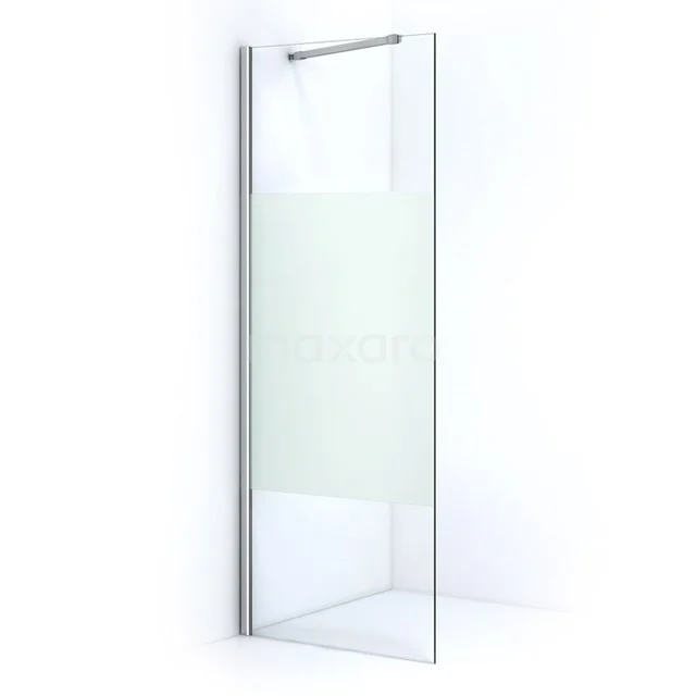 Glass shower screen with matte white privacy area and aluminium profile, perfect for a modern bathroom style.