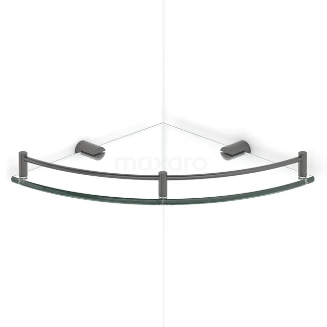 Radius Eckregal | Schwarzes Metall | Glas | Badezimmer 190-2101ZM
