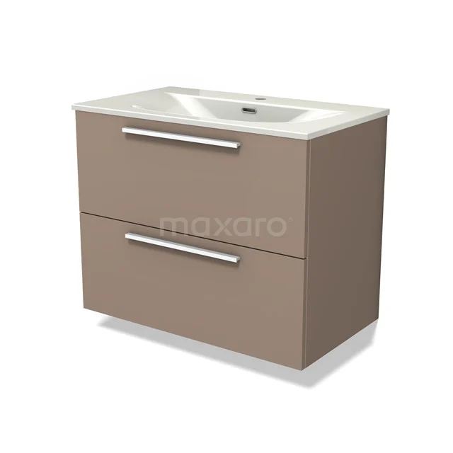 Modulo Vanity units with basin | 80 cm Taupe Flat front Ceramic 2 Stacked drawers BMW17-05449