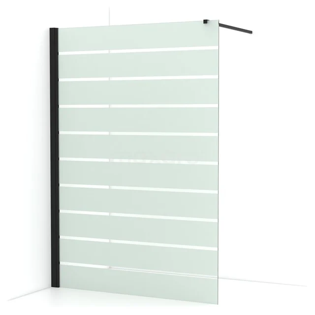 Diamond Walk-in shower | 140 cm Matte black Clear with matt stripes Fixed wall IDA14136MB