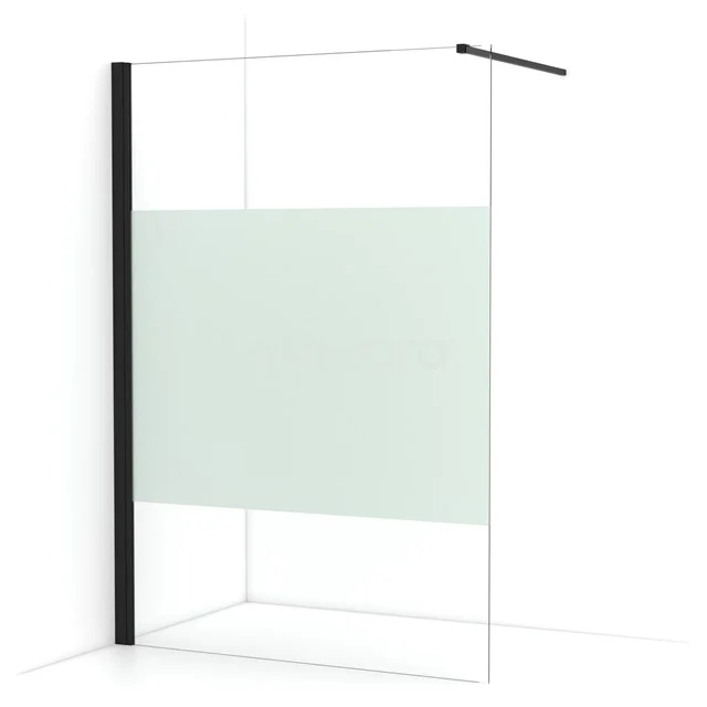 Diamond Walk-in shower | 140 cm Matte black Clear with matt strip Fixed wall IDA14133MB