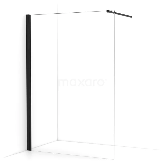 Diamond Walk-in shower | 130 cm Matte black Clear glass Fixed wall IDA13130MB