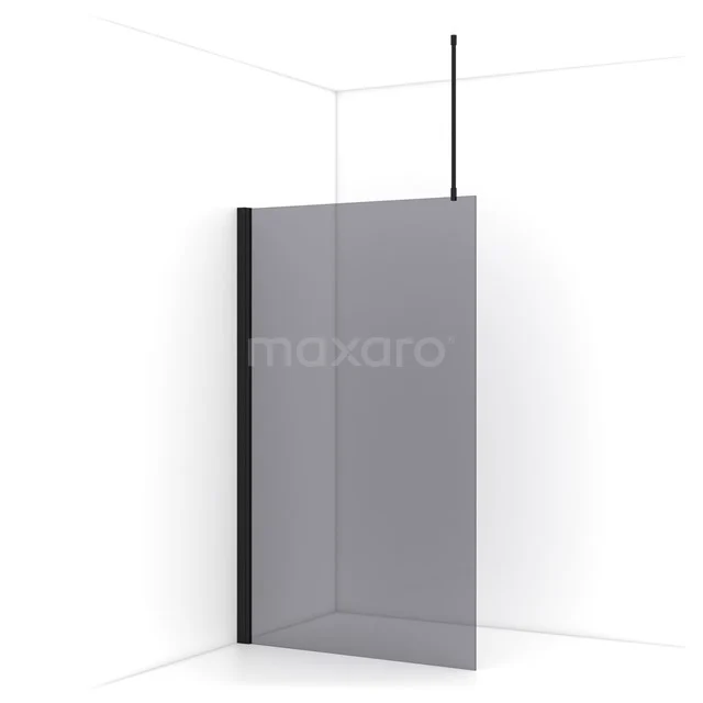 Diamond Walk-in shower | 110 cm Matte black Smoke glass Fixed wall IDA11731MB