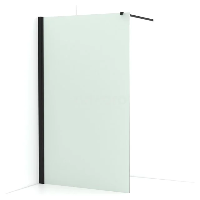 Diamond Walk-in shower | 120 cm Matte black Frosted glass Fixed wall IDA12137MB