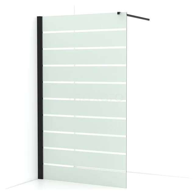 Diamond Walk-in shower | 120 cm Matte black Clear with matt stripes Fixed wall IDA12136MB