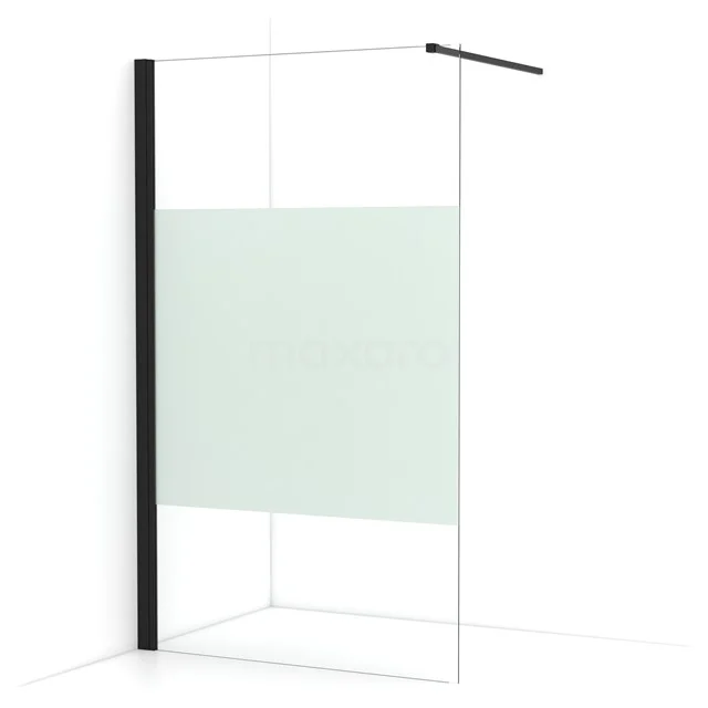 Diamond Walk-in shower | 110 cm Matte black Clear with matt strip Fixed wall IDA11133MB