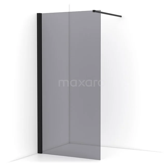 Diamond Walk-in shower | 90 cm Matte black Smoke glass Fixed wall IDA09131MB