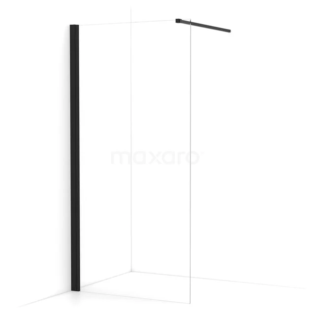 Diamond begehbare Dusche | 100 cm Matt Schwarz  Feste Wand IDA10130MB