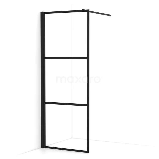 Begehbare Dusche Diamant 80cm aus klarem Sicherheitsglas mit 4 schwarzen Streifen Matt Schwarz IDA08138MB Begehbare Dusche Diamant 80cm aus klarem Sicherheitsglas mit 4 schwarzen Streifen Matt Schwarz IDA08138MB