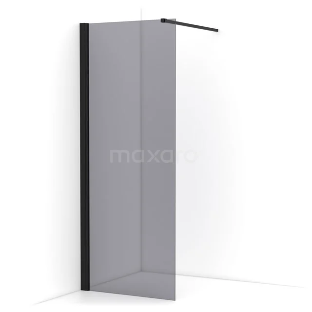 Diamond Walk-in shower | 80 cm Matte black Smoke glass Fixed wall IDA08131MB
