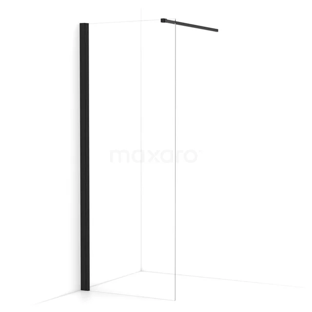 Diamond Walk-in shower | 90 cm Matte black Clear glass Fixed wall IDA08130MB