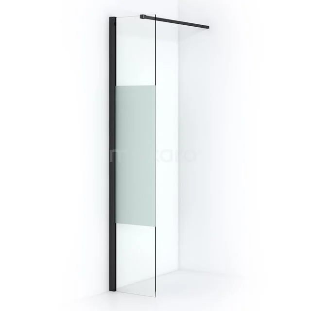 Diamond Inloopdouche | 30 cm Zwart chroom Helder met matte strook Vaste wand IDA03113BCN