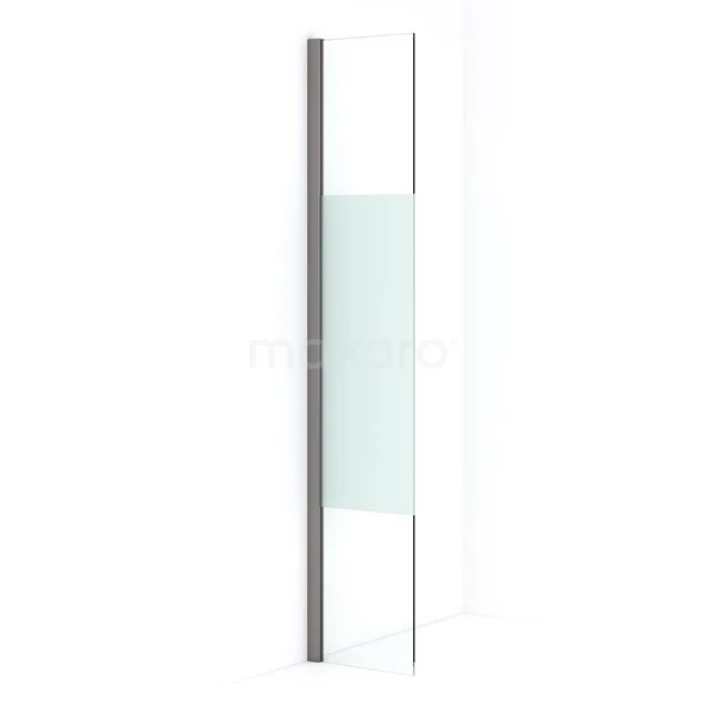 Diamond Inloopdouche | 30 cm Zwart metaal Helder met matte strook Vaste wand IDA03013ZMN