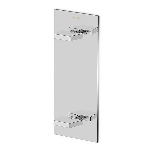 Built-in Shower valve Cubic Chrome, Twin-handle Mixer tap, Chrome 33.151.204N Chrome towel holder with sleek design, wall-mounted and mirror panel. Perfect addition for a modern bathroom.