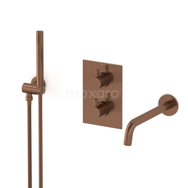 Radius Built-in bath mixer set | Copper Thermostatic mixer with handheld shower 5 positions CIK55-00005