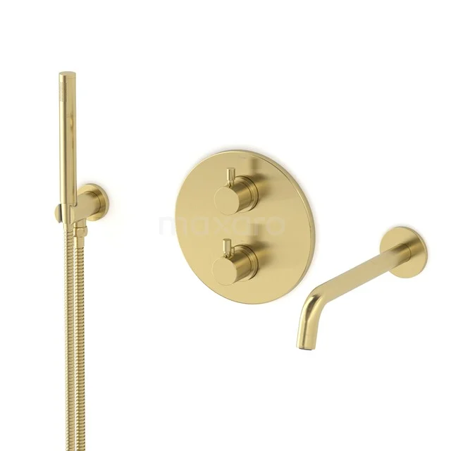 Radius Wanneneinbau-Mischbatterie-Set | Hellgold | Thermostatarmatur mit Handbrause 1 Position CIL55-00001