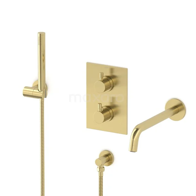 Radius Wanneneinbau-Mischbatterie-Set | Hellgold | Thermostatarmatur mit Handbrause 1 Position CIL55-00011