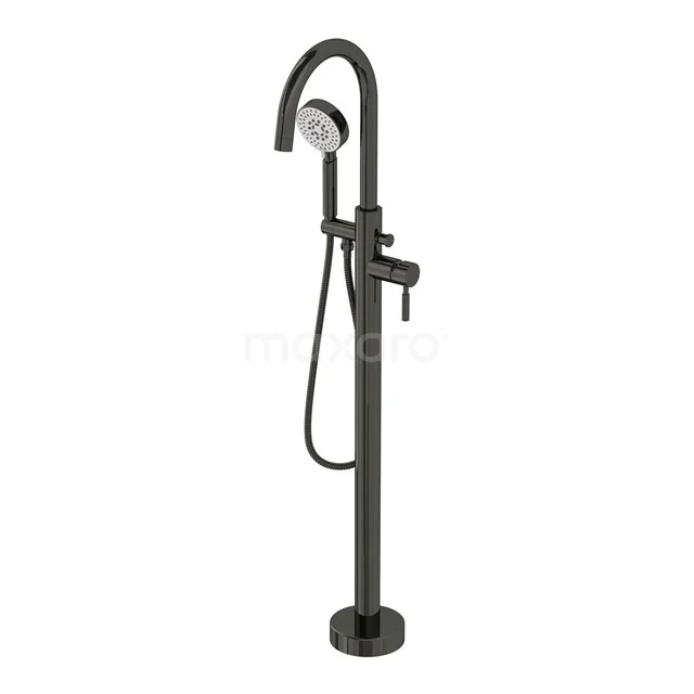 Freestanding bath tap with Handheld shower Radius Black chrome, Single lever mixer tap, Black chrome BSG-5503-60002